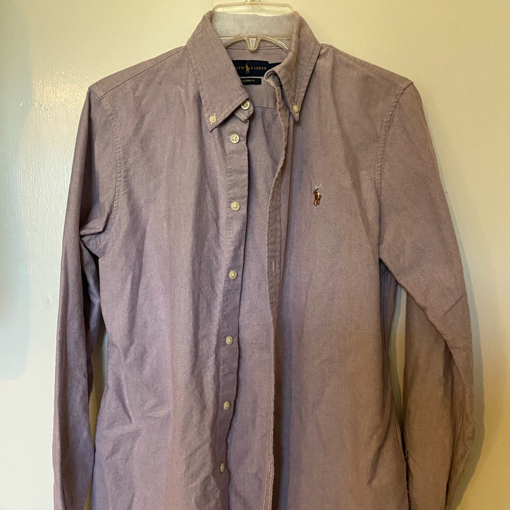 Purple Polo Ralph Lauren Fitted Long Sleeve Shirt